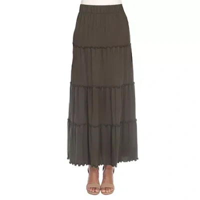 White Mark Womens Mid Rise Long Full Skirt In Gray