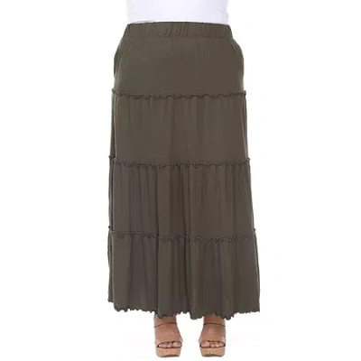 White Mark Womens Mid Rise Maxi Skirt In Green