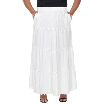 White Mark Womens Mid Rise Maxi Skirt In White