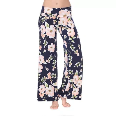White Mark Womens Mid Rise Wide Leg Palazzo Pant In Blue
