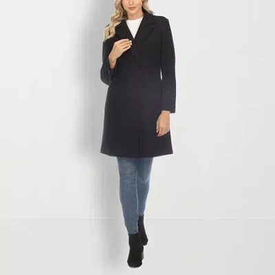 White Mark Womens Midweight Car Coat In Black
