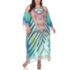 White Mark Plus Size Sheer Maxi Caftan In Green