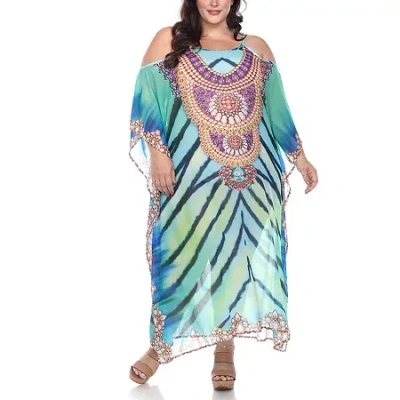 White Mark Womens Plus 3/4 Sleeve Maxi Dress In Green