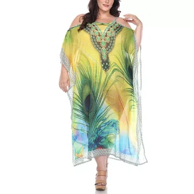 White Mark Womens Plus 3/4 Sleeve Maxi Dress In Yellow