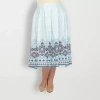 White Mark Womens Plus Adjustable Features Midi Pleated Skirt In Blue
