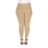 White Mark Womens Plus Ankle Mid Rise Pull-on Pant In Sand