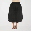 White Mark Womens Plus High Rise Midi Flared Skirt In Black