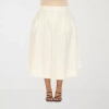 White Mark Womens Plus High Rise Midi Flared Skirt In White