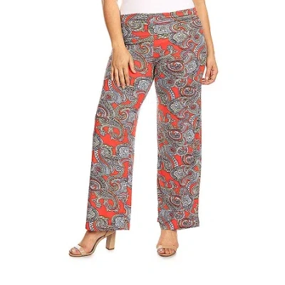 White Mark Womens Plus High Rise Wide Leg Palazzo Pant In Red
