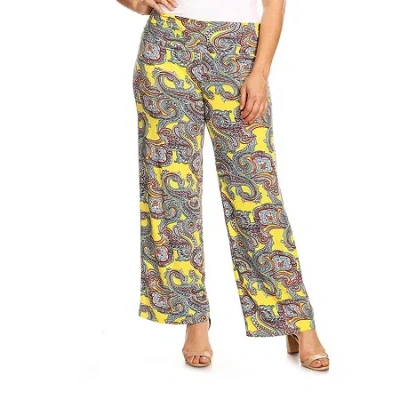 White Mark Womens Plus High Rise Wide Leg Palazzo Pant In Yellow