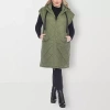 White Mark Womens Plus Hooded Lightweight Puffer Vest In Green