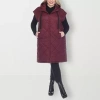White Mark Womens Plus Hooded Lightweight Puffer Vest In Red