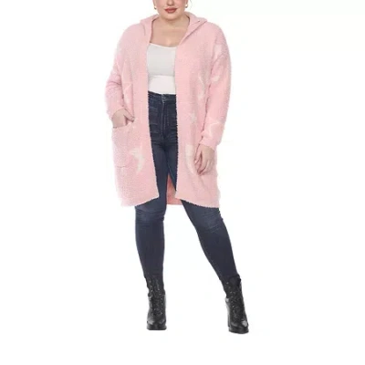 White Mark Womens Plus Hooded Midweight Coat In Pink