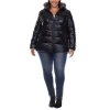 White Mark Womens Plus Hooded Midweight Puffer Jacket In Black