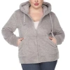 White Mark Womens Plus Hooded Midweight Quilted Coat In Gray