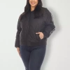 White Mark Womens Plus Lightweight Bomber Jacket In Black
