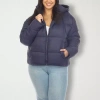 White Mark Womens Plus Lightweight Bomber Jacket In Blue