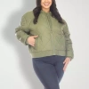 White Mark Womens Plus Lightweight Bomber Jacket In Green