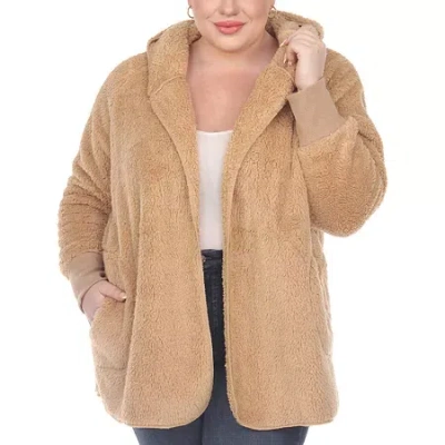 White Mark Womens Plus Long Sleeve Open Front Cardigan In Brown