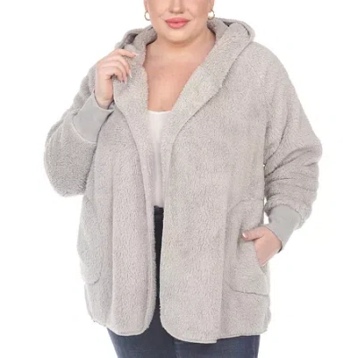 White Mark Womens Plus Long Sleeve Open Front Cardigan In Gray
