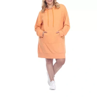 White Mark Womens-plus Long Sleeve Sweatshirt Dress In Orange