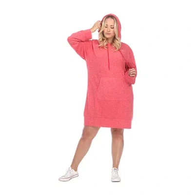 White Mark Womens-plus Long Sleeve Sweatshirt Dress In Red