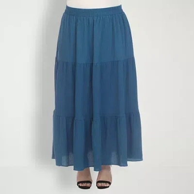 White Mark Womens Plus Maxi Skirt In Blue