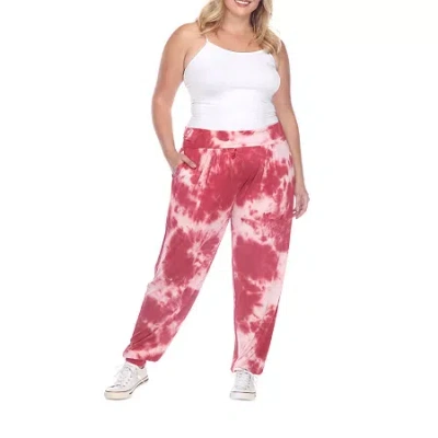White Mark Womens Plus Mid Rise Jogger Pant In Red
