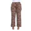 White Mark Womens Plus Mid Rise Wide Leg Palazzo Pant In Brown