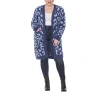 White Mark Plus Womens Knit Leopard Cardigan Sweater In Blue
