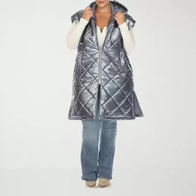 White Mark Womens Plus Midweight Puffer Vest In Blue