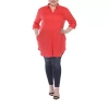 White Mark Womens Plus Roll Tab Long Sleeve Regular Fit Stretch Fabric Button-down Shirt In Red