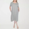 White Mark Womens Plus Short Sleeve Midi A-line Dress In Gray