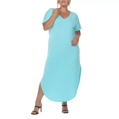 White Mark Womens Plus Short Sleeve Midi Maxi Dress In Blue