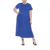 White Mark Womens Plus Short Sleeve Midi Maxi Dress In Blue