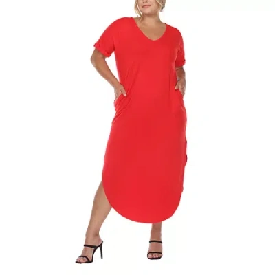 White Mark Womens Plus Short Sleeve Midi Maxi Dress In Red