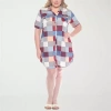 White Mark Womens Plus Short Sleeve Plaid Shirt Dress In Blue