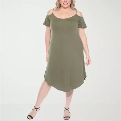 White Mark Womens Plus Short Sleeve Sundress In Green