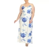 White Mark Womens Plus Sleeveless Floral Maxi Dress In White