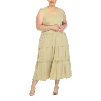White Mark Womens Plus Sleeveless Midi Maxi Dress In Green