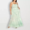 White Mark Womens Plus Sleeveless Tie Dye Sundress In Green