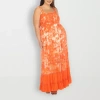 White Mark Womens Plus Sleeveless Tie Dye Sundress In Orange
