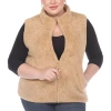 White Mark Plus Womens Faux Fur Warm Outerwear Vest In Brown