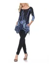 White Mark Womens Printed Elbow Sleeve Tunic Top In Multi