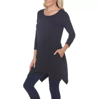 White Mark Plus Size Makayla Scoop Neck Tunic Top In Black