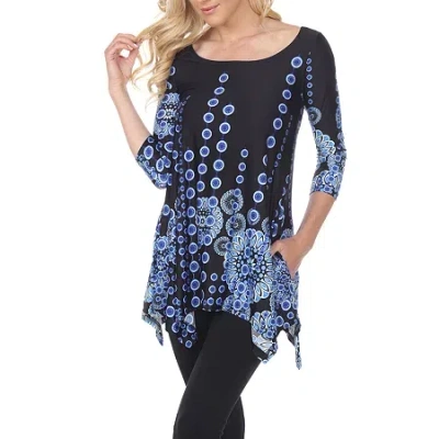 White Mark Womens Round Neck 3/4 Sleeve Tunic Top In Black