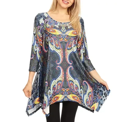 White Mark Marlene Tunic Top In Blue Multi