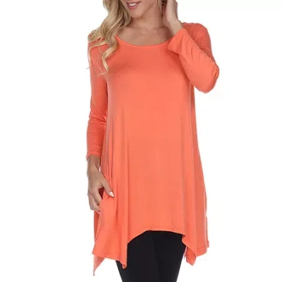 White Mark Womens Round Neck 3/4 Sleeve Tunic Top In Pink