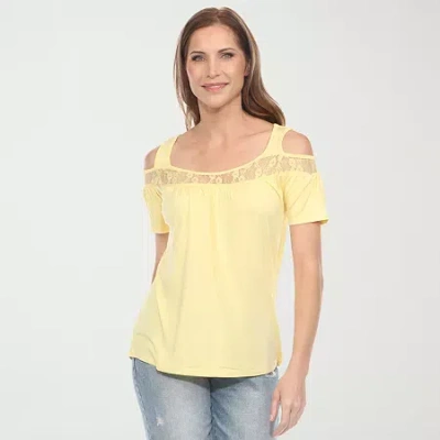 WHITE MARK WOMENS ROUND NECK SHORT SLEEVE BLOUSE