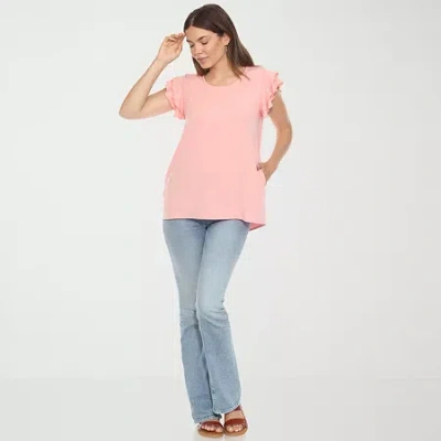 White Mark Womens Round Neck Short Sleeve Tunic Top In Pink